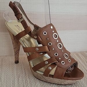 Michael Kors | Brown Leather Strappy Sandalsps and Vintage Look, Size 8.5